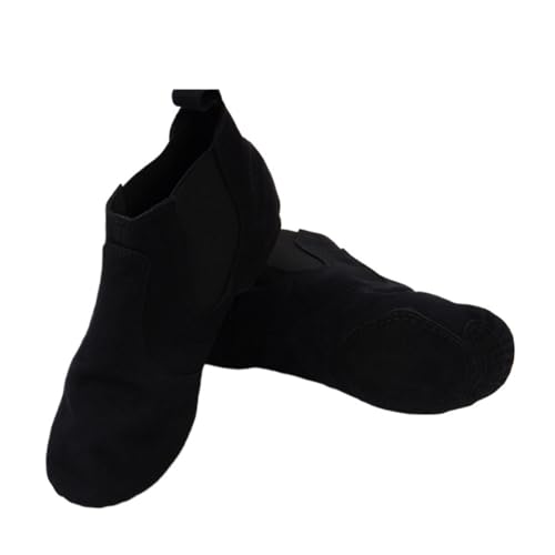 jazztanzschuhe Damen Schwarz High Top Jazz Dance Schuhe for Erwachsene Elastische Tanzen Frauen Schuh Flache Leinwand Frauen Turnschuhe(FR36 US5.5) von DSFIHJO
