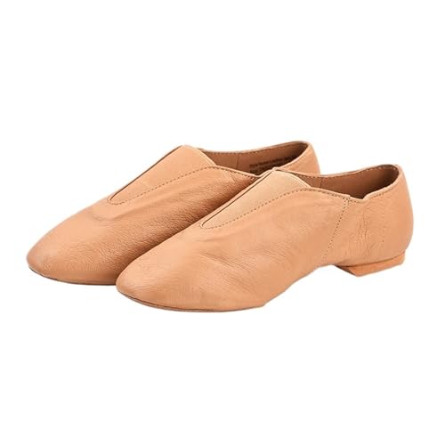 jazztanzschuhe Damen Slip On Dance Jazz Tanzschuhe Baby Kind Erwachsene Frauen Männer Bauch Modern Ballett Gym Jazzy Sneakers(Tan,42) von DSFIHJO