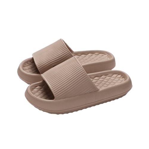 wolkenpantoffeln Dicke Plattform-Wolken-Hausschuhe Frauen Weiche Sohle Kissenrutschen Sommer-Strandsandalen Frau rutschfeste Badezimmer-Hausschuhe(Khaki,40-41) von DSFIHJO