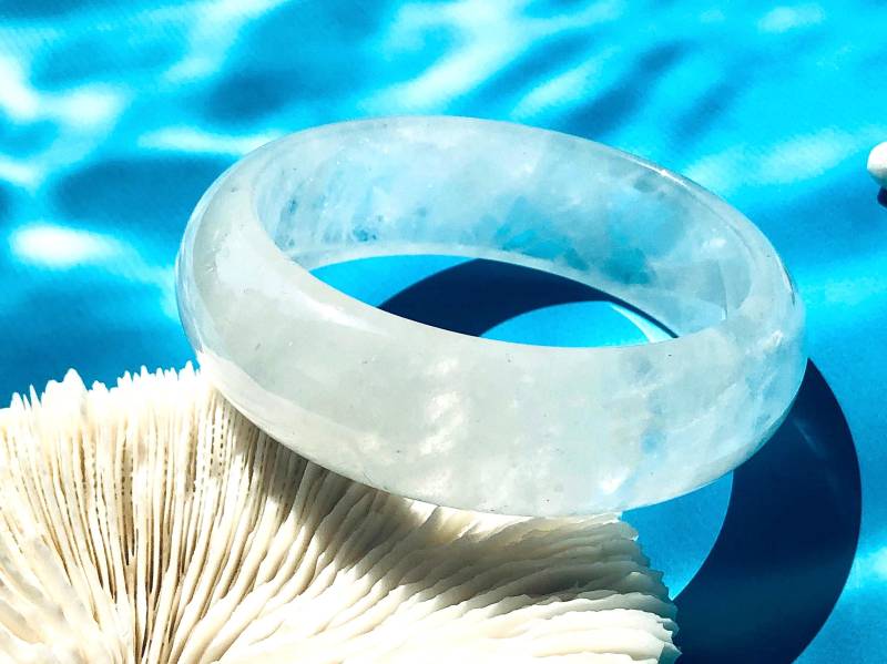 Quarz Phantom Weißer Kristall Natürlicher Edelstein Unbehandelt Meister Stein Der Heilung Armreif - 56.5 Mm | Andere Größe Verfügbar Reichweite von DSJGemDesign