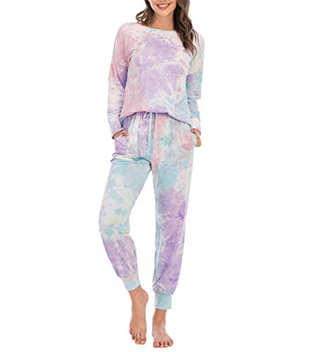 DSJJ Frauen Langarm Pjs Pyjama Set Baumwolle Loungewear Nachtwäsche Nachtwäsche Top & Bottoms Outfits (2#,S) von DSJJ