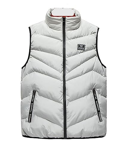 DSJJ Herren Weste Bodywarmer Steppweste Funktionsweste Outdoor Freizeit Sport Style Mit Stehkragen (Grau,L) von DSJJ