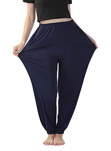 Schlafanzughose Damen Lang Schlafanzug Pyjama Hose Pyjamahosen Soft Nachtwäsche Hose Schlafhose Bottoms mit Elastischer Freizeithose für Damen (Dunkelgrau,3XL) von DSJJ