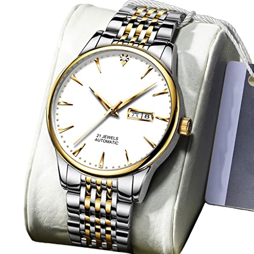 DSJMUY Mode Herren Analog Uhr 30M wasserdichte Business Luxury mechanisch Chronograph Uhren mit Edelstahl Armband(Farbe: A) von DSJMUY