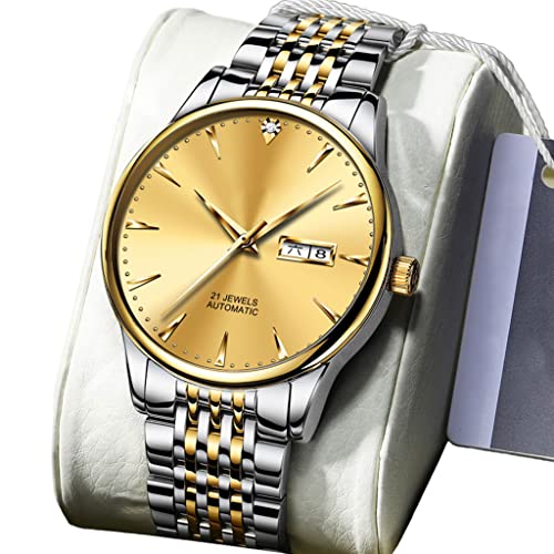 DSJMUY Mode Herren Analog Uhr 30M wasserdichte Business Luxury mechanisch Chronograph Uhren mit Edelstahl Armband(Farbe: A) von DSJMUY