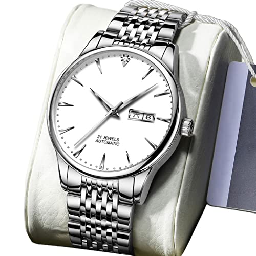 DSJMUY Mode Herren Analog Uhr 30M wasserdichte Business Luxury mechanisch Chronograph Uhren mit Edelstahl Armband(Farbe: A) von DSJMUY