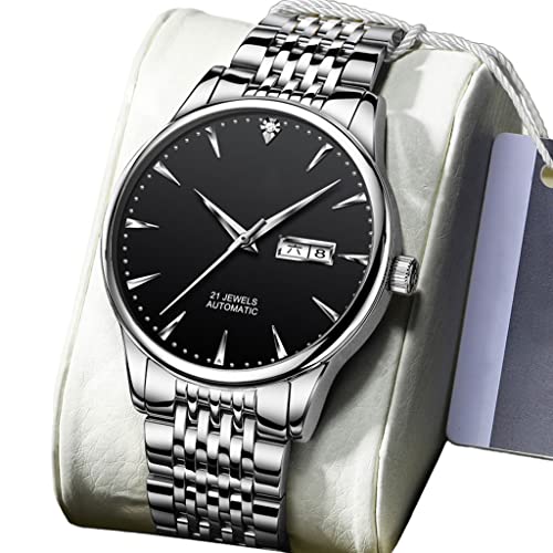 DSJMUY Mode Herren Analog Uhr 30M wasserdichte Business Luxury mechanisch Chronograph Uhren mit Edelstahl Armband(Farbe: A) von DSJMUY