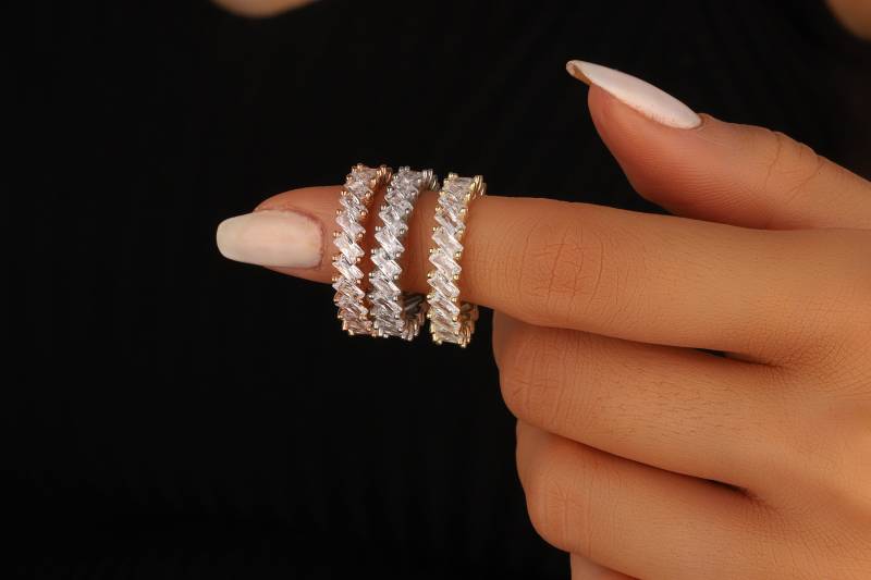 Anfangs Baguette Eternity Stacking Bands Stapelbar Silber Rose Gold Filled Schmuck S Für Mama Mutter Frauen Frau Bester Freund von DSJewelryUS