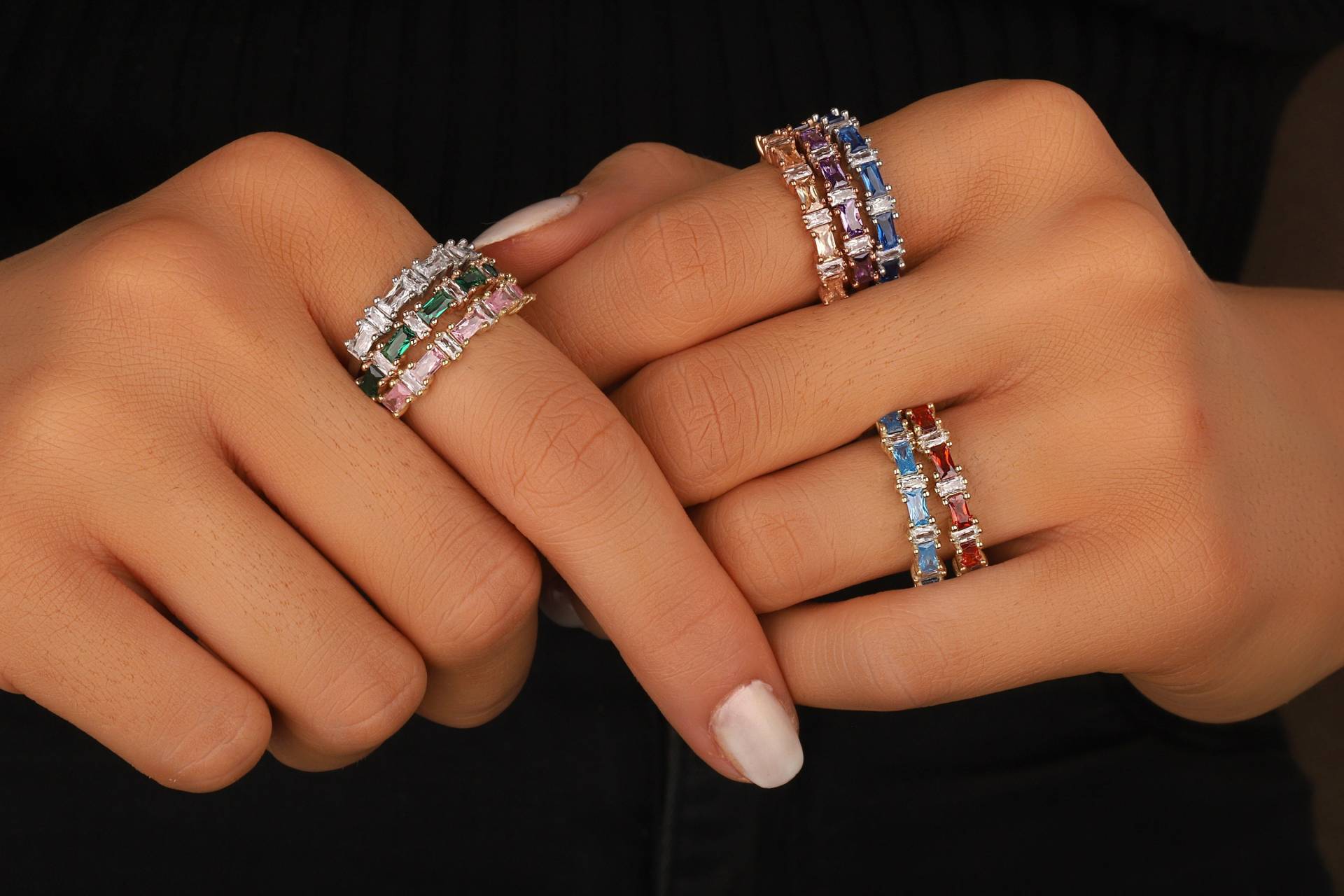 Halber Eternity Ring Birthstone Baguette Rings Multi Stone Gold Filled Freundschaftsring Für Mama Mutter Frauen Frau Freundin Muttertag von DSJewelryUS