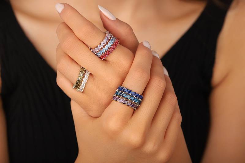 Marquise Minimalist Ring Eternity Geburtsstein Alltags Silber Gold Für Familie Mama Mutter Frau Beste Freundin von DSJewelryUS