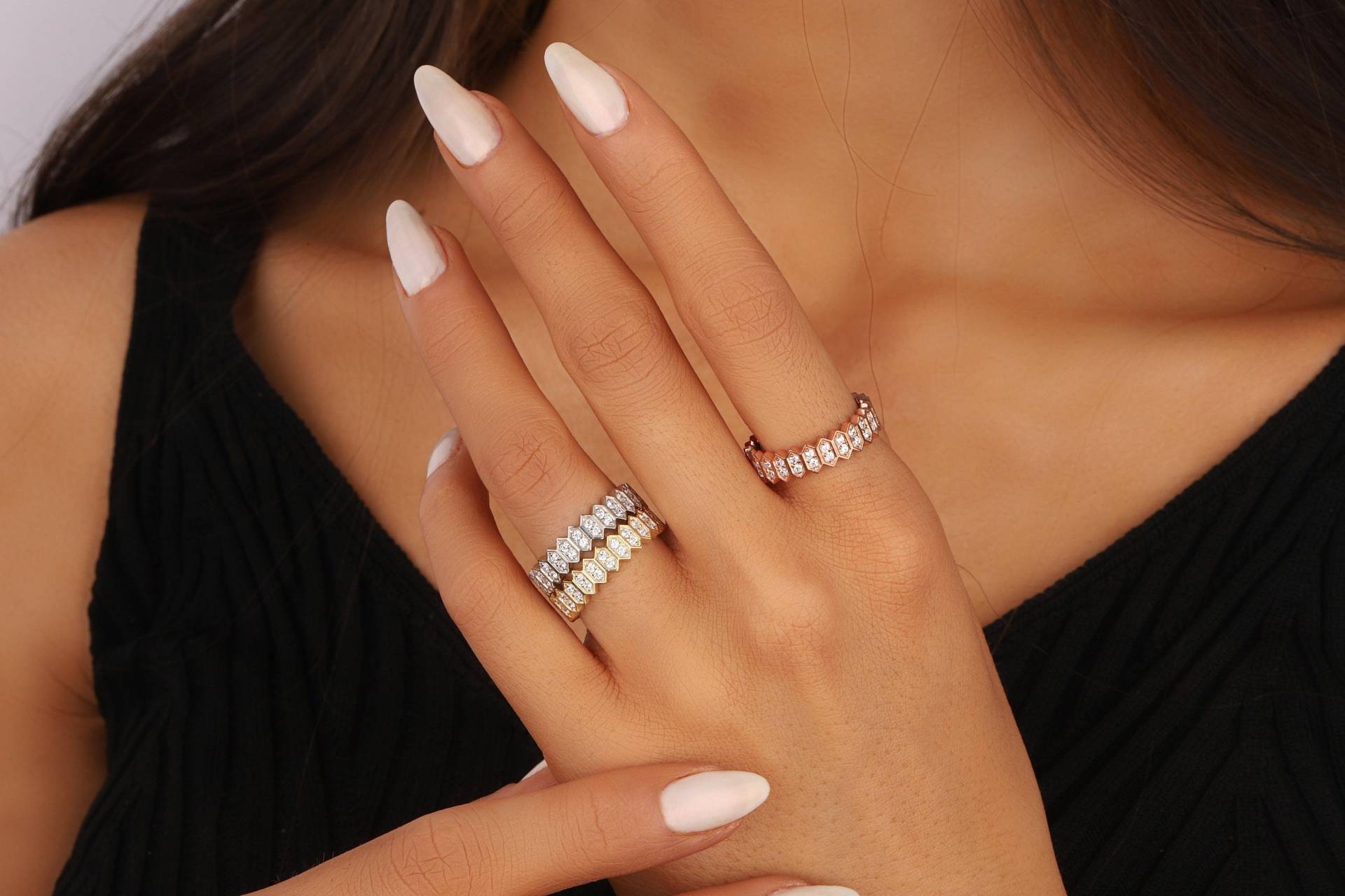 Personalisierter 14K 18K Solid Gold Ring Für Frauen Weißgold Roségold Zierliche Diamant Mama Geschenk Mutter Freund von DSJewelryUS