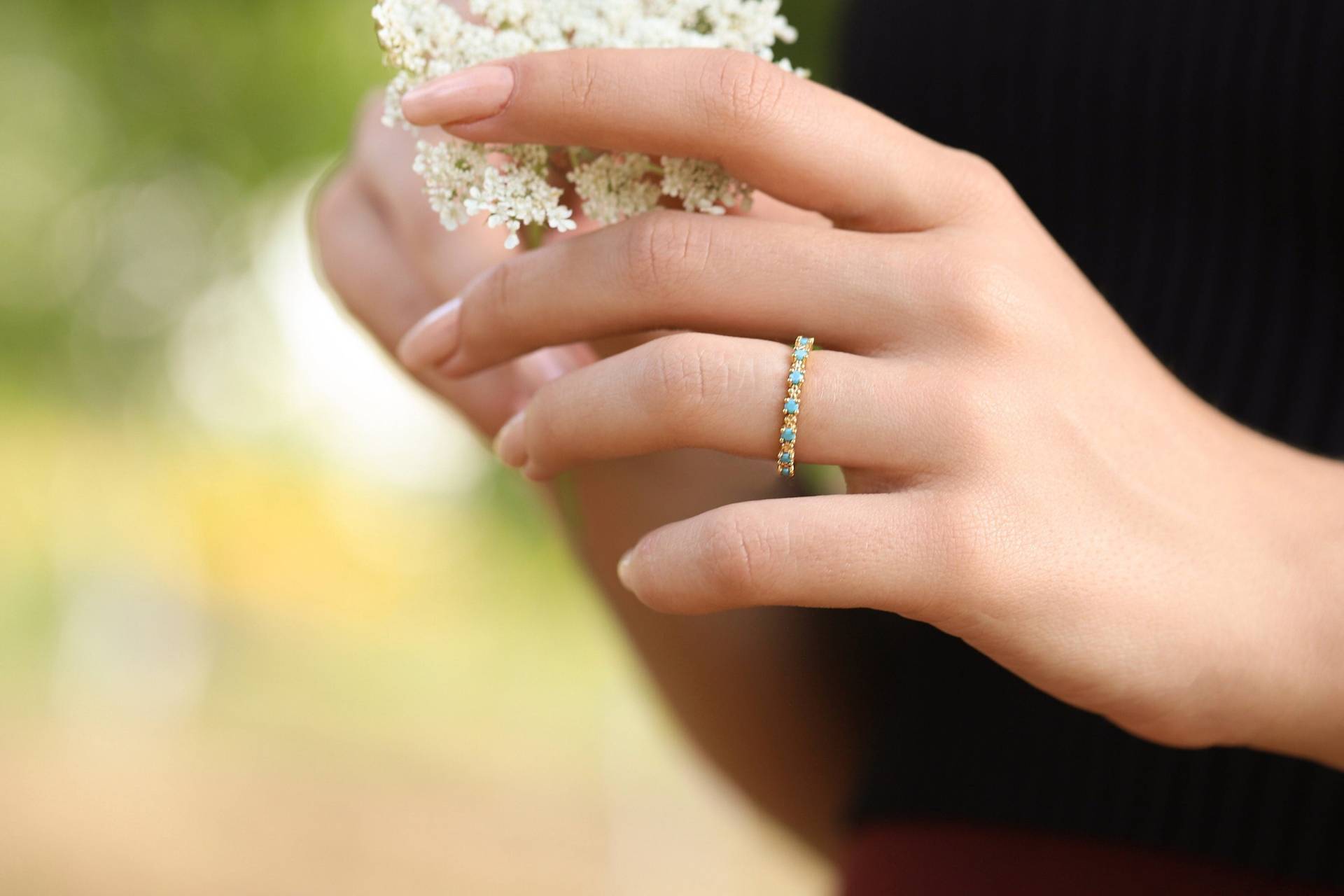 Zierliche Türkis Dünne Stapel Halb Ewigkeit Bänder Winzig Silber Roségold Filled Minimalist Ring Für Mama Mutter Frauen Valentinstag von DSJewelryUS