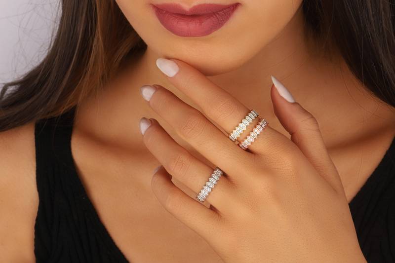 stapeln Cz Halbe Ewigkeit Initial Silberringe Beste Freundin Silber Gold Rose Filled Bänder S Für Mama Mutter Frau Frauen Sie Valentinstag von DSJewelryUS
