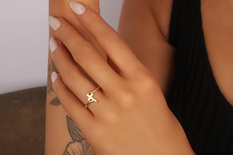 sterling Silber Kreuz Religiöser Minimalist Ring Christlicher Schmuck Gold Rose Filled Band Für Mama Mutter Frau Beste Freundin Muttertag von DSJewelryUS