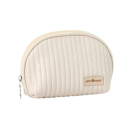 Dskdfhn Kosmetiktasche Tragbare Mädchen Leder -Make -Up -Tasche Im Freien wasserdichte Toilettenartikel Organizerinnen Weibliche Schönheitssäcke Make -Up Organizer-Beige von DSKDFHN