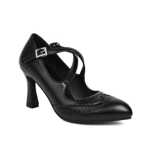 DSKHDZW Damen Süße Mary Jane Heels Runde Zehe & Chunky Block Heel Hochzeit Brautschuhe Schleife Täglich & Party Pumps,Schwarz,42 EU von DSKHDZW