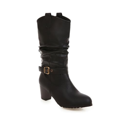 Damen schlaffe Western Mittelstiefel, Blockabsatz Cowgirl Stiefel, Casual & Rodeo Stil, Herbst - Winter Stiefeletten,Schwarz,37 EU Damen schlaffe Western Mittelstiefel, Blockabsatz Cowgirl Stiefel, Casual & Rodeo Stil, Herbst - Winter Stiefeletten,Schwarz,37 EU von DSKHDZW