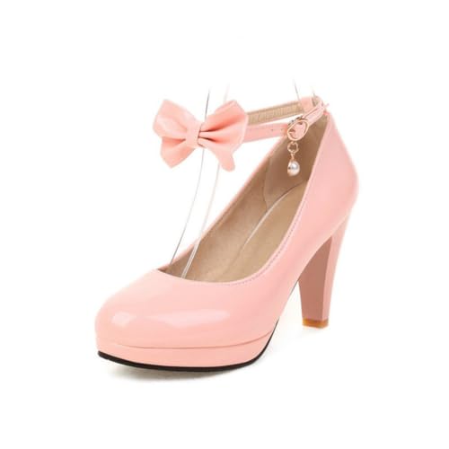 Frauen Blockabsatz Hochzeit Party Pumps Plateau Knöchelriemen Formelles Kleid Schuhe Schleife & Perle Braut Heels,Rosa,45 EU Frauen Blockabsatz Hochzeit Party Pumps Plateau Knöchelriemen Formelles Kleid Schuhe Schleife & Perle Braut Heels,Rosa,45 EU von DSKHDZW