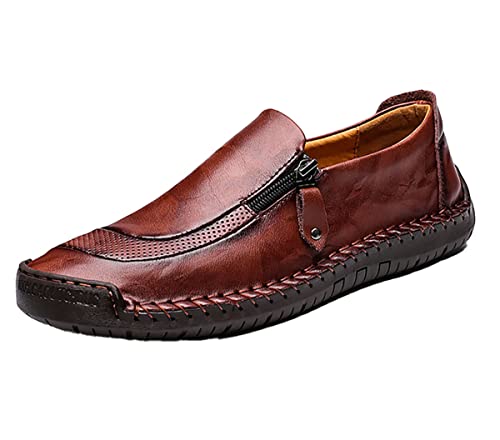 DSKK Mokassins Herren Leder Slip On Fahren Schuhe Leicht Weich Loafers Handgefertigt Flache Schuhe Herren Schuhe (43,3#,EU Schuhgrößensystem,Erwachsene,Numerisch) von DSKK
