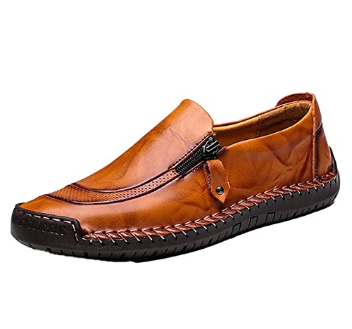 DSKK Mokassins Herren Leder Slip On Fahren Schuhe Leicht Weich Loafers Handgefertigt Flache Schuhe Herren Schuhe (47,2#,EU Schuhgrößensystem,Erwachsene,Numerisch) von DSKK