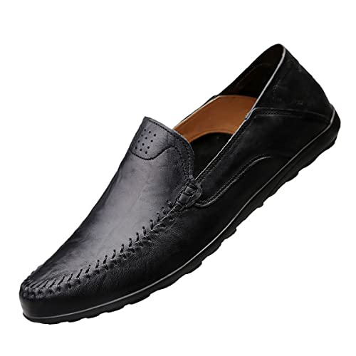 DSKK Mokassins Slipper Herren Leder Slip On Fahren Schuhe Leicht Weich Loafers Handgefertigt Flache Business Schuhe (44,1#,EU Schuhgrößensystem,Erwachsene,Numerisch) von DSKK