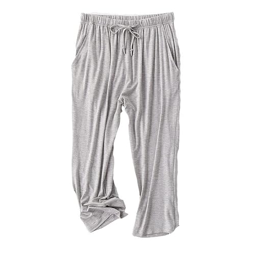 Pyjamahose Damen Frühling/Sommer Modal Baumwolle 3/4 Pyjamahose Lässige Haushose (grau,L) von DSKK