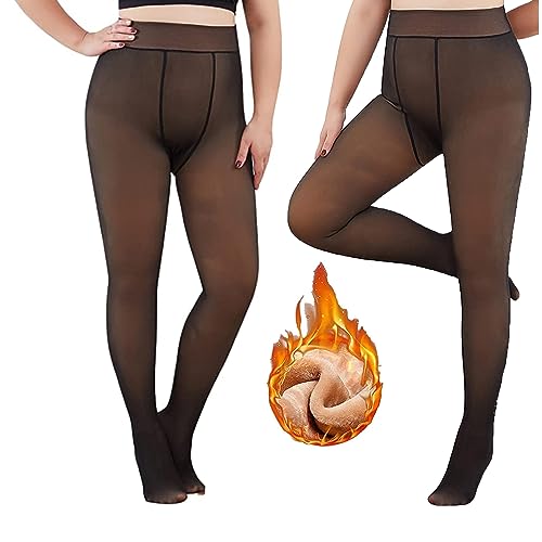 DSLIHA Strumpfhosen damen winter, Fleece Gefüttert Thermo Strumpfhose, Frauen Strumpfhose Winter Gefälschte Durchscheinende Stretch Pantyhose, Perfekt Beine Abnehmen Thermostrumpfhose von DSLIHA