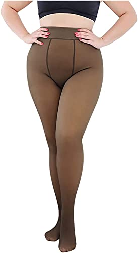 Thermostrumpfhose für Damen, Damen Thermo Strumpfhose mit Gefütterte, Winter Schwarz Gefälschte Durchscheinend Plüschstrümpfe Pantyhose Warmer Leggings (L-XL) von DSLIHA