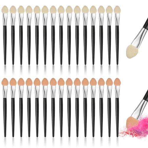 30 Stück Lidschatten Pinsel,Lidschatten Make-Up Pinsel Wiederverwendbare Lidschatten Applikator Pinsel Tragbare Sponge Eyeshadow Brush Waschbare Doppelseiten Augen-Make-up-Pinsel,für Damen Mädchen von DSLSQD