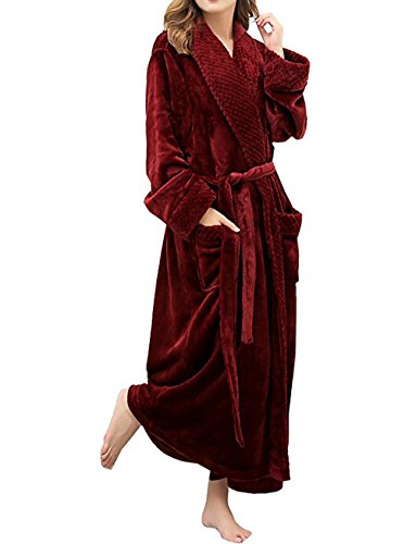 Bademantel Saunamantel Morgenmantel Flanell Nachtwäsche Damen Herren rot XL von DSNOW