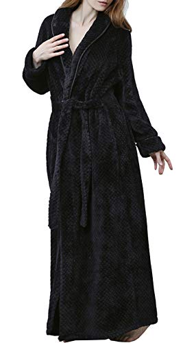 DSNOW Bademantel, 100% Baumwolle Frottee Morgenmantel, Weicher saugfähiger Saunamantel Schwarz XL von DSNOW