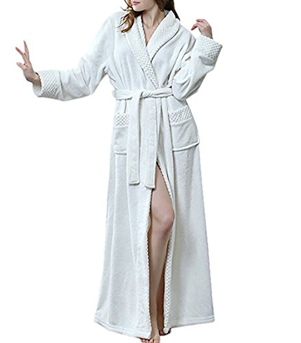 Damen Morgenmantel Bademantel Nachtwäsche Saunamantel Baumwolle Schlafanzug weiß von DSNOW