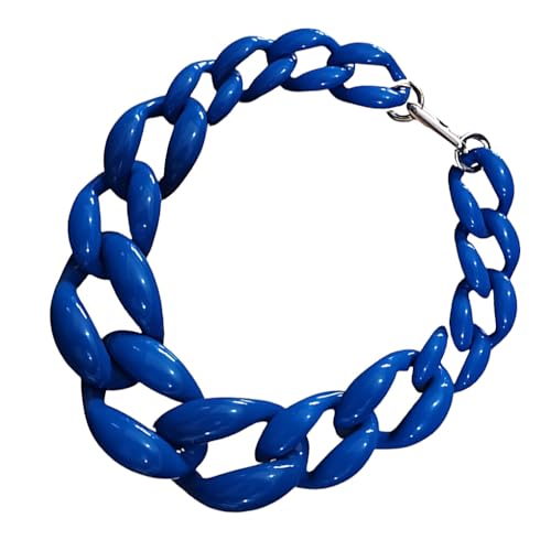 DSOUWEH Boho Chunky Acryl Gliederkette für Damen, modischer Statement Schmuck. Frauen Boho Chunky Acryl Gliederkette, Königsblau von DSOUWEH