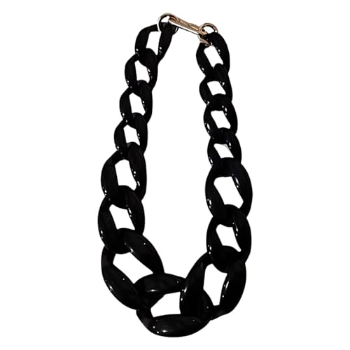 DSOUWEH Boho Chunky Acryl Gliederkette für Damen, modischer Statement Schmuck. Frauen Boho Chunky Acryl Gliederkette, Schwarz von DSOUWEH