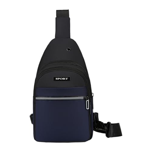 DSOUWEH Brusttasche mit Kopfhörerloch, Hände frei, Keine Belastung, leicht zu tragen, Brusttasche aus Polyester im Freien, Brusttasche für Männer, Blau von DSOUWEH