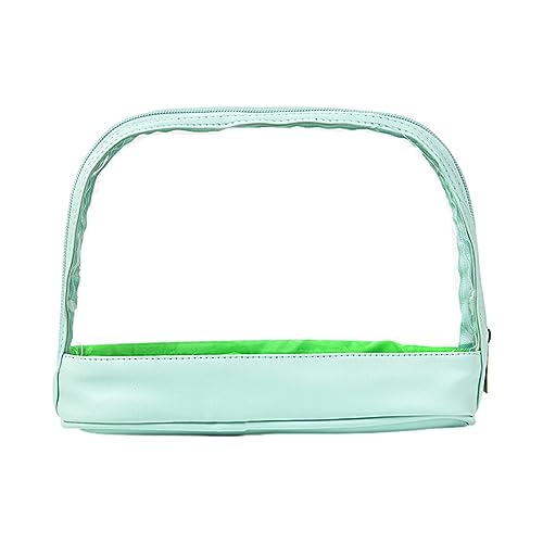 DSOUWEH Transparente, durchsichtige, doppellagige PVC Tasche für Damen – wasserdicht und großes Fassungsvermögen, langlebig, für Toilettenartikel, Make up, glatter Reißverschluss, Hellgrün von DSOUWEH