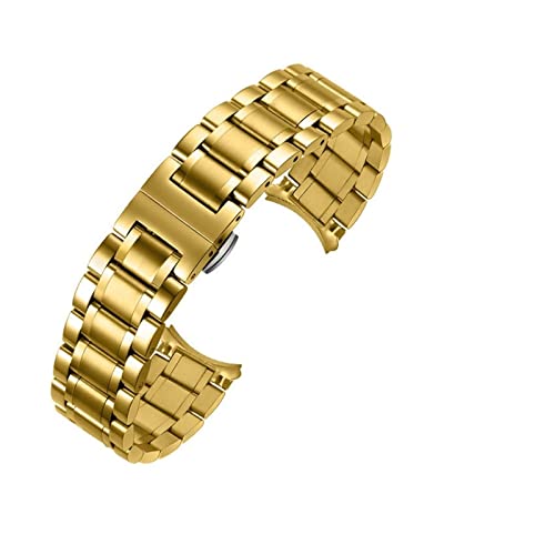 DSPDVWOW CAREG Edelstahl-Uhrenarmband 18 mm 20 mm 22 mm 24 mm Armband Damen/Herren Handschlaufe Geeignet for verschiedene Marken-Armbänder Durable (Color : All gold, Size : 21mm) von DSPDVWOW