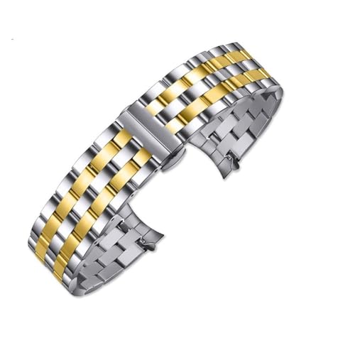 DSPDVWOW CAREG Edelstahl-Uhrenarmband 18 mm 20 mm 22 mm 24 mm Armband Damen/Herren Handschlaufe Geeignet for verschiedene Marken-Armbänder Durable (Color : Upgrade gold, Size : 14mm) von DSPDVWOW