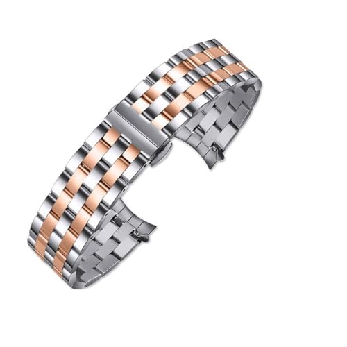 DSPDVWOW CAREG Edelstahl-Uhrenarmband 18 mm 20 mm 22 mm 24 mm Armband Damen/Herren Handschlaufe Geeignet for verschiedene Marken-Armbänder Durable (Color : Upgrade rose gold, Size : 19mm) von DSPDVWOW