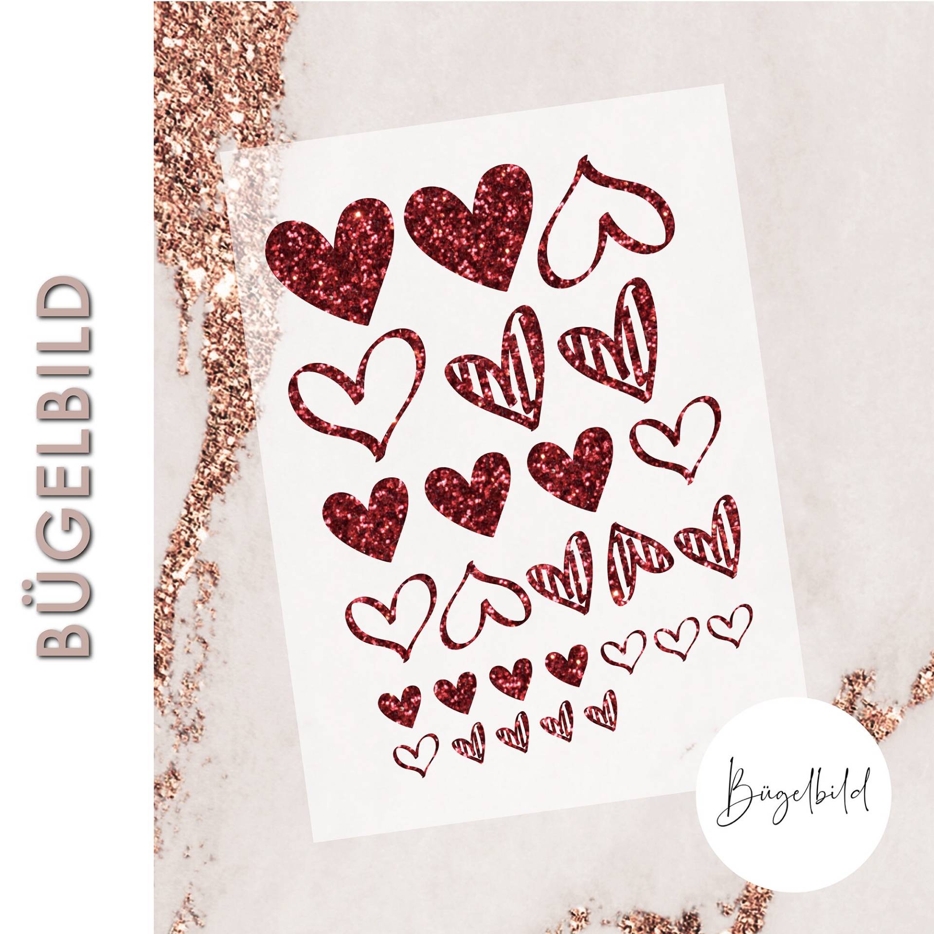 Bügelbild Herzen Glitzer A5 Bogen/Glitzerherzen Geschenk Personalisieren Bügelbild Herzen Glitzer A5 Bogen/Glitzerherzen Geschenk Personalisieren von DSPrintDesigns