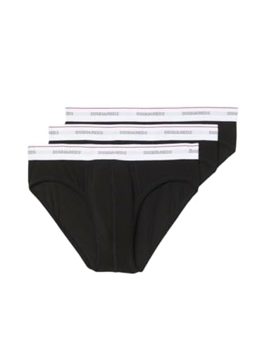 DSQUARED2 3er-Pack Jersey Baumwolle Stretch Low-Rise Herren Slip, Schwarz Medium von DSQUARED2