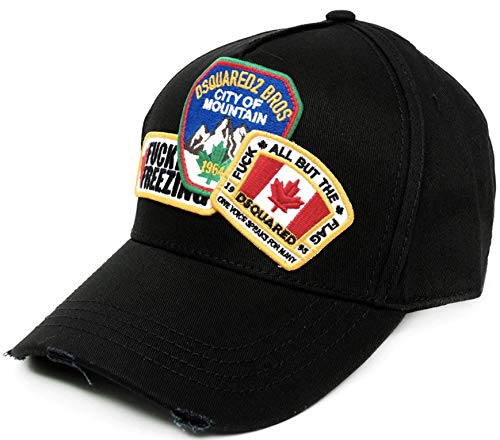 DSQUARED2 Fuckin* Freezing Mountain Multi Patch Logo Embroidered Iconic Baseball Cap Kappe Basebalkappe Hat Hut von DSQUARED2