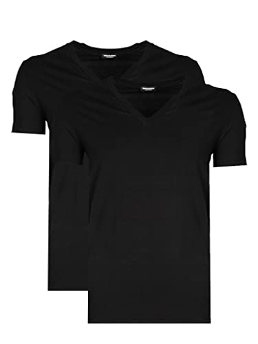 DSQUARED2 Herren V-Neck T-Shirt, 2er Pack, Schwarz, L von DSQUARED2