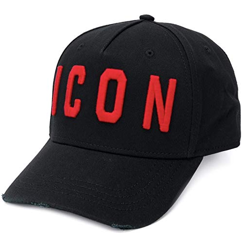 DSQUARED2 Icon Baseball Cap Kappe Basebalkappe Baseball Cap Hat Hut Schwarz Rot Unisex von DSQUARED2