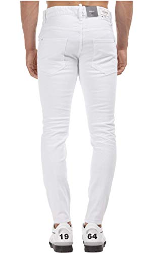 DSQUARED2 Jeans Skater Slim Bull Wash Hose White Denim Pants 5 Pocket Trouser von DSQUARED2