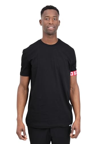 DSQUARED2 Schwarzes Herren-T-Shirt mit elastischem Band am Ärmel, Schwarz , Large von DSQUARED2