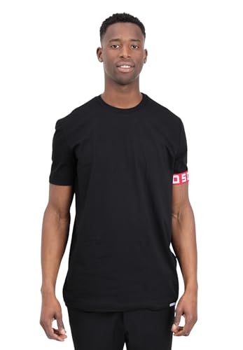 DSQUARED2 Schwarzes Herren-T-Shirt mit elastischem Band am Ärmel, Schwarz , X-Small von DSQUARED2