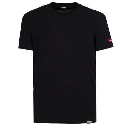 DSQUARED2 Schwarzes T-Shirt für Herren mit Logopatch in Rot, Schwarz , XL von DSQUARED2