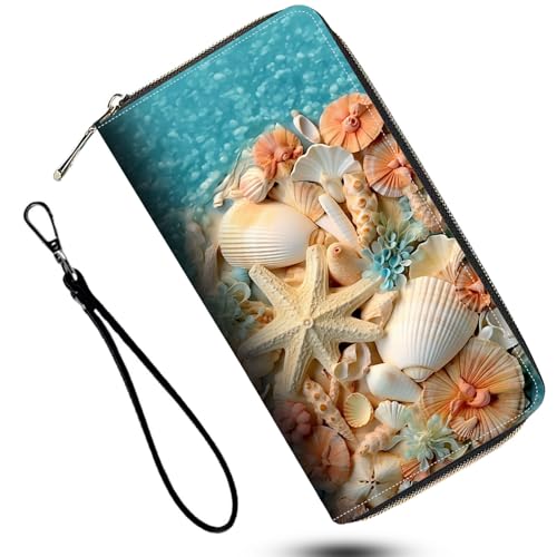 DSRGRGFDJ Ledergeldbörse für Damen, große Kapazität, RFID-blockierende Clutch, Reißverschluss mit 8 Kartenfächern, Geldscheinfächern, Münzfach, XRHQB 2025 Wallets-002, 7.87" L x 4.13" W x 0.98" H von DSRGRGFDJ