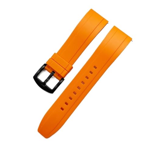 DSSLLY CAREG Hochwertiges Gummi-Uhrenarmband, 20 mm, 22 mm, 24 mm, Schnellverschluss, Silber/Schwarz, Knopf-Armband, Herren-Tauch-Silikon-Uhrenarmbänder Durable (Color : Orange black, Size : 20mm) von DSSLLY
